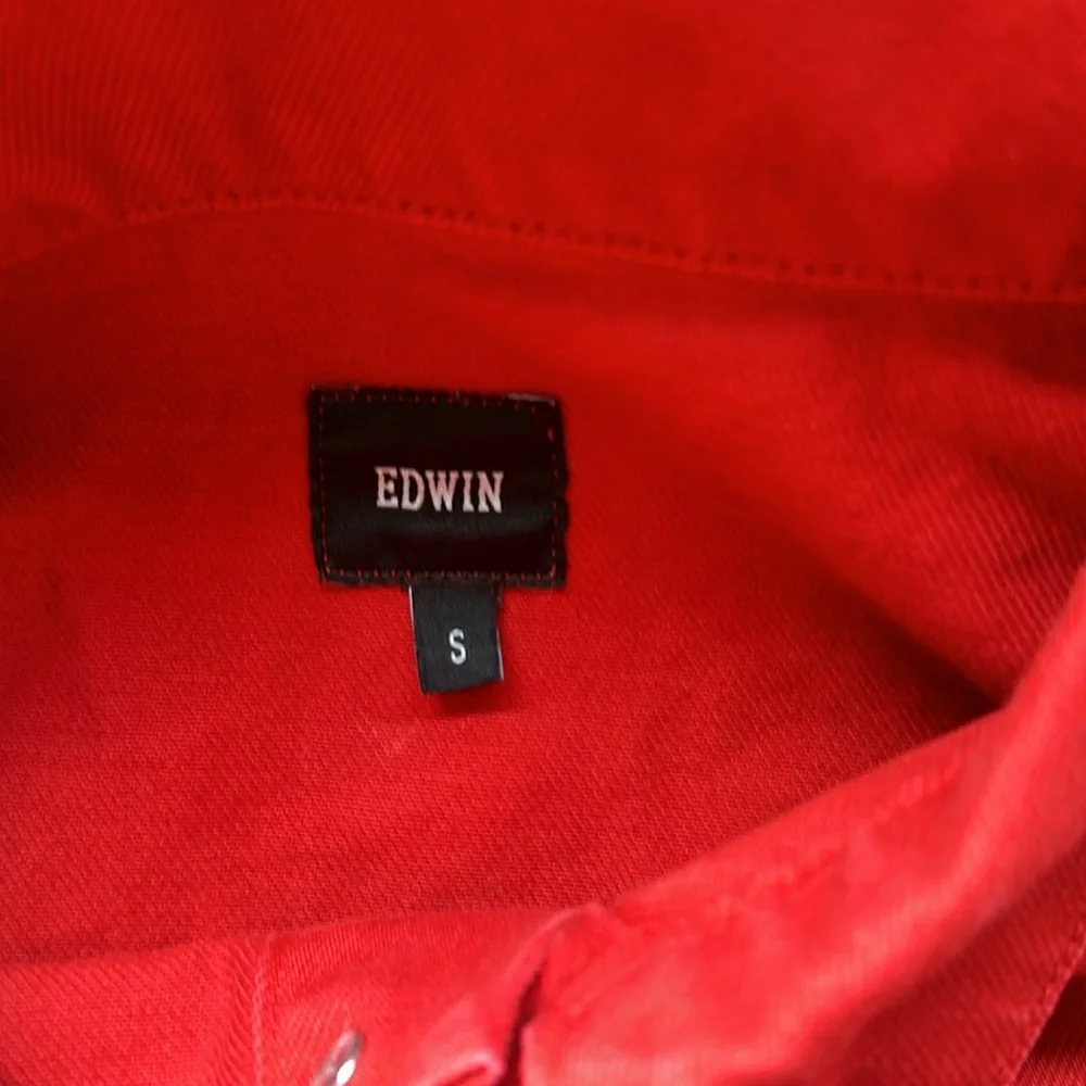 EDWIN Anthropologie Women's SIA Denim Jacket Scarlet 80s Cropped Colorful NWT - Picture 2 of 4